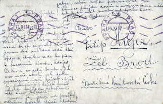 Zadní strana pohlednice datované 11. listopad, 1917
