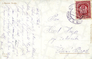 Back side of a postcard from April 23, 1918