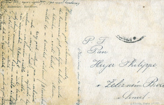 Zadní strana pohlednice datované 16. červen, 1919