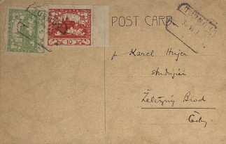 Zadní strana pohlednice datované 30. červen, 1919