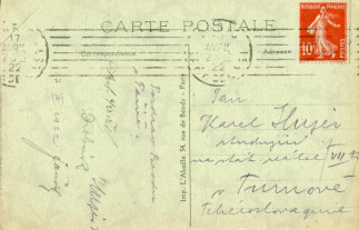 Zadní strana pohlednice datované 17. duben, 1922