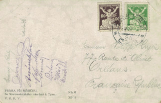 Zadní strana pohlednice datované 27. duben, 1922