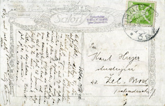 Zadní strana pohlednice datované 13. září, 1922