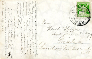 Back side of a postcard from March 2, 1923