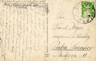 Zadní strana pohlednice datované 30. listopad, 1923