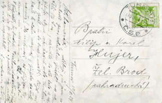 Back side of a postcard from February 12, 1924
