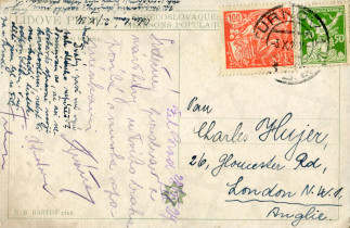 Zadní strana pohlednice datované 28. září, 1924