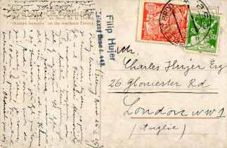 Zadní strana pohlednice datované 25. leden, 1925