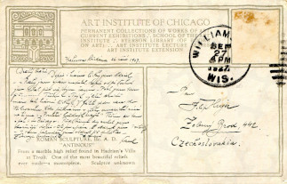 Zadní strana pohlednice datované 26. září, 1927