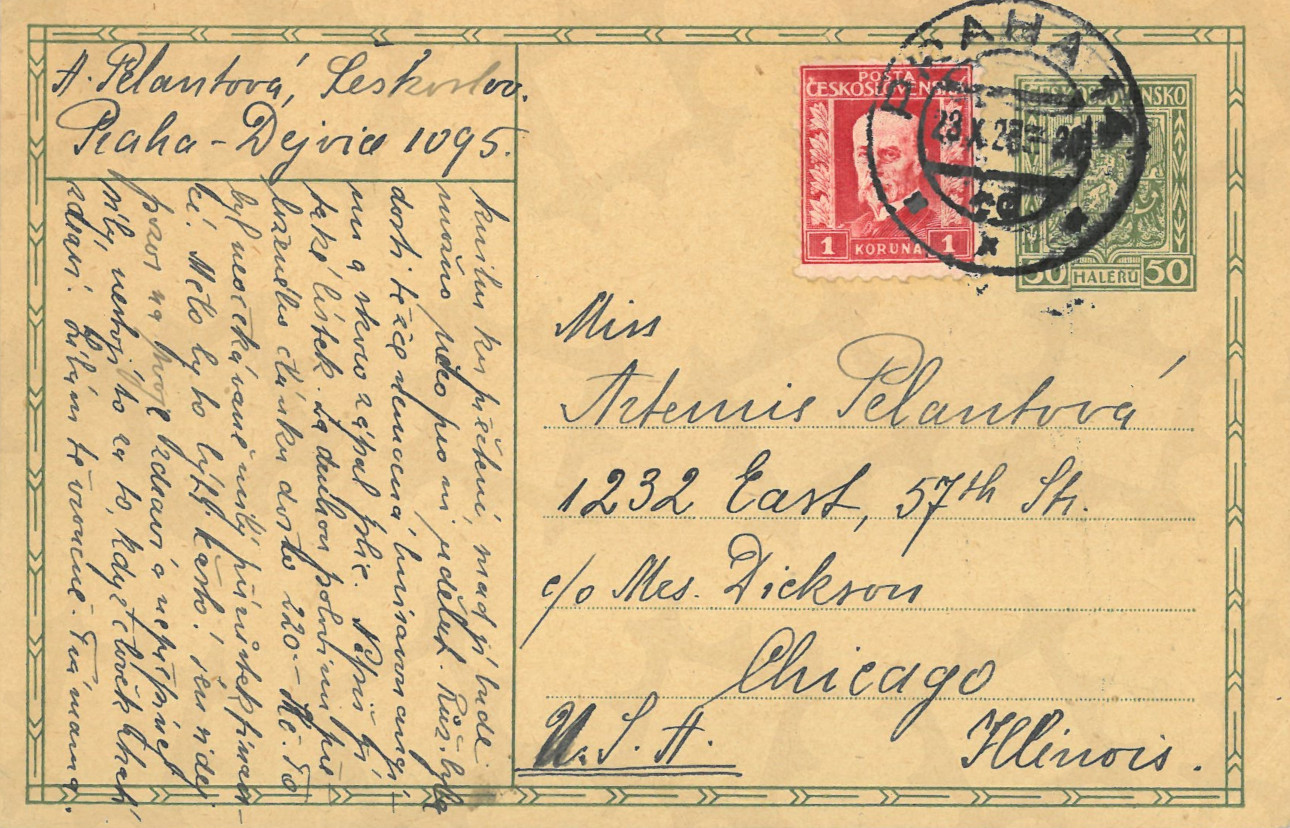 Back side of a postcard from October 23, 1928