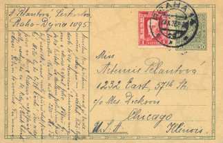 Zadní strana pohlednice datované 23. říjen, 1928