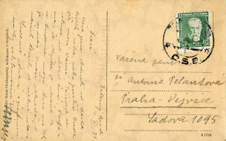 Zadní strana pohlednice datované 4. duben, 1931