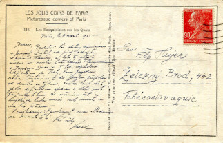 Zadní strana pohlednice datované 4. duben, 1931