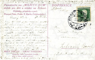 Back side of a postcard from July 31, 1931