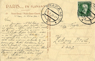 Zadní strana pohlednice datované 31. leden, 1932