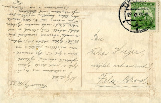 Zadní strana pohlednice datované 27. listopad, 1933