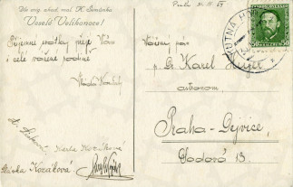 Back side of a postcard from March 30, 1934