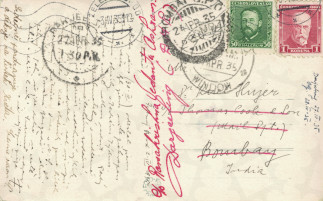 Zadní strana pohlednice datované 2. duben, 1935