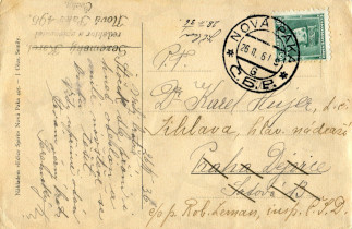 Back side of a postcard from February 26, 1936