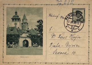 Zadní strana pohlednice datované 29. září, 1936