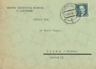 Zadní strana pohlednice datované 11. prosinec, 1936