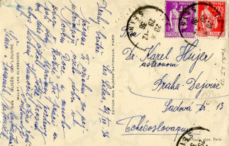 Back side of a postcard from December 29, 1936