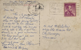 Zadní strana pohlednice datované 10. červenec, 1966